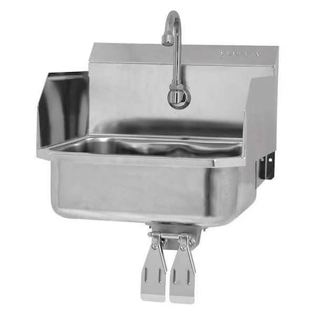 Sani-Lav Wall Mount, 1 Hole, Dual Knee Pedal, Silver, Hand Wash Sink Kit 607D