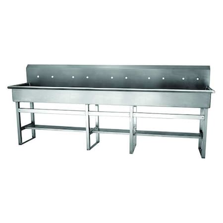 Sani-Lav Floor Mount, 10 Hole, Not Applicable, Silver, Wash Station 510F8