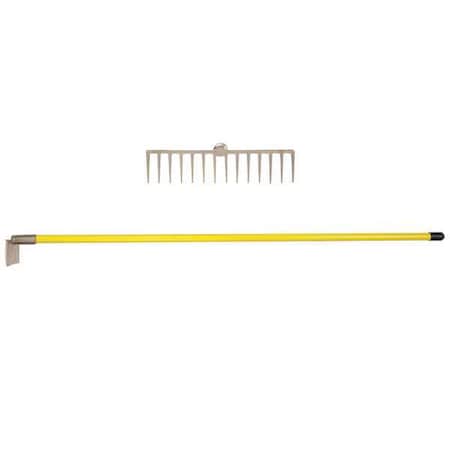 Ampco Safety Tools High Strength Nickel Aluminum Bronze Rake, 60 1/4 in L Fiberglass Handle R-10FG