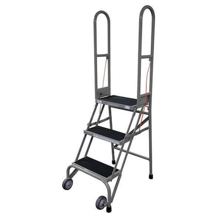 Cotterman 60 in H Steel Folding Rolling Ladder, 3 Steps, 350 lb Load Capacity SAS3A2E10B8C1P6