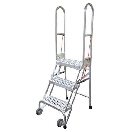 Cotterman 60 in H Steel Folding Rolling Ladder, 3 Steps, 350 lb Load Capacity SAS3A3E10B8C1P6
