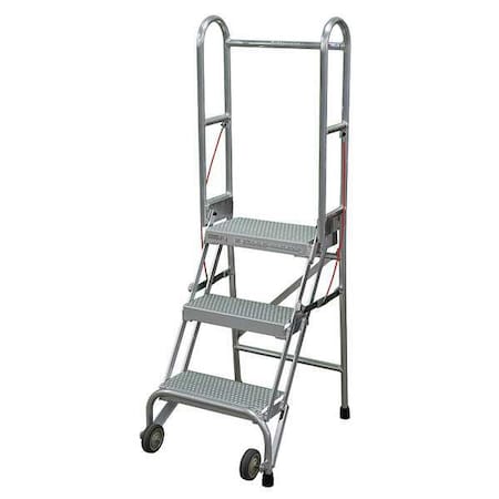 Cotterman 60 in H Aluminum Folding Rolling Ladder, 3 Steps, 350 lb Load Capacity SASA3A6E10C50P6