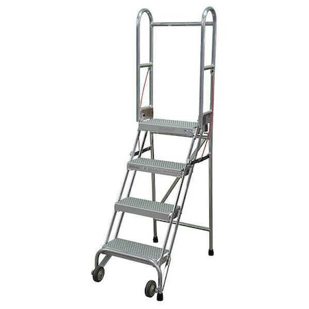 Cotterman 70 in H Aluminum Folding Rolling Ladder, 4 Steps, 350 lb Load Capacity SASA4A6E10C50P6