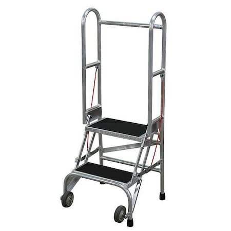 Cotterman 50 in H Aluminum Folding Rolling Ladder, 2 Steps, 350 lb Load Capacity SASA2A2E10C50P6