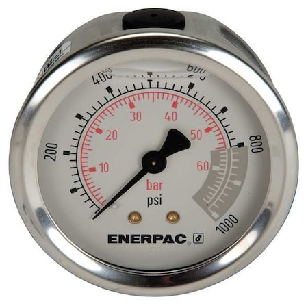 Enerpac Hydraulic Cylinder Pressure Gauge, 0 to 1,000 psi psi, 2 1/2 in Dial, 1/4 in NPTF G2531R