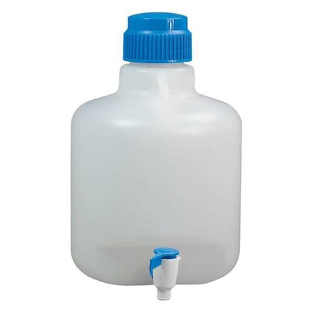 Zoro Select Carboy, 10 L Capacity - mL, 2.6 gal Capacity - oz, Screw On/Spigot Closure, polypropylene, White F11846-0025