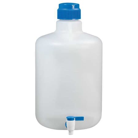 Zoro Select Carboy, 20 L Capacity - mL, 5.3 gal Capacity - oz, Screw On/Spigot Closure, polypropylene, White F11846-0050