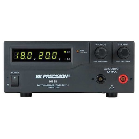 B&K Precision Switching DC Power Supply, 100/240V AC, 18V DC, 360W, 20A 1688B
