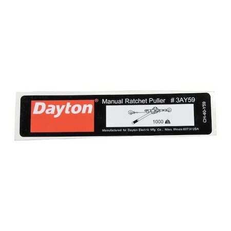 Dayton Capacity Label CH-40-Y59