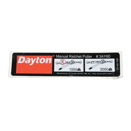 Dayton Capacity Label CH-40-Y60