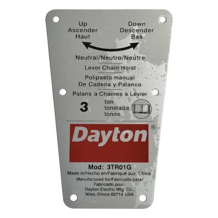 Dayton Capacity Label 71317747G