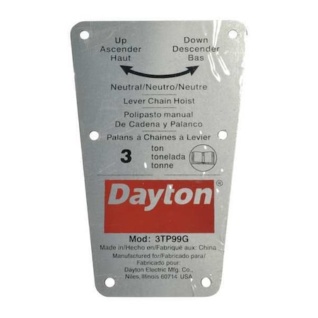 Dayton Capacity Label 71317739G