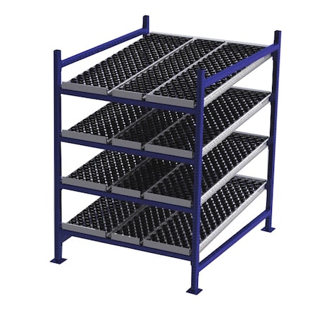 Unex Flow Cell Starter Gravity Flow Rack, 60 in D, 48 in W, 4 Shelves, Blue FC99SW48604-S