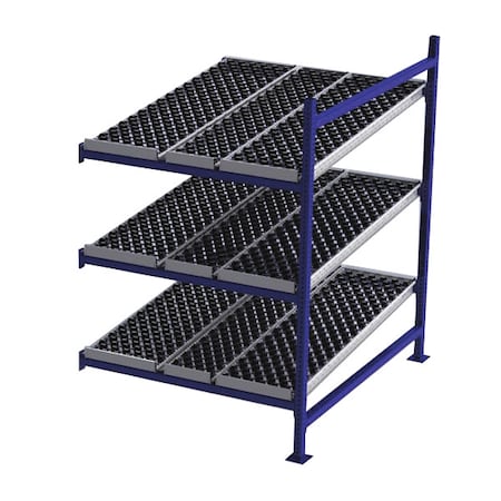 Unex Flow Cell Add-On Gravity Flow Rack, 60 in D, 48 in W, 3 Shelves, Blue FC99SW48603-A