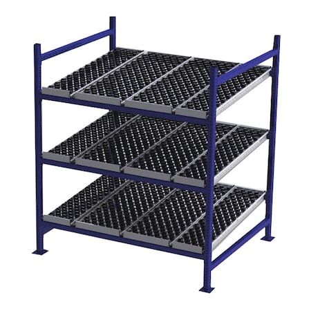 Unex Flow Cell Starter Gravity Flow Rack, 48 in D, 60 in W, 3 Shelves, Blue FC99SW60483-S