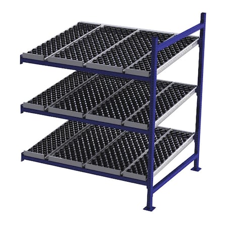 Unex Flow Cell Add-On Gravity Flow Rack, 48 in D, 60 in W, 3 Shelves, Blue FC99SW60483-A