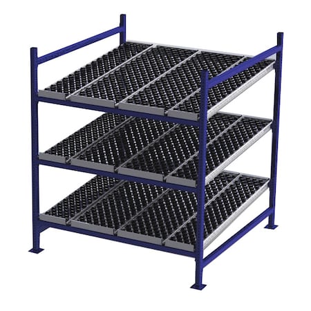 Unex Flow Cell Starter Gravity Flow Rack, 60 in D, 60 in W, 3 Shelves, Blue FC99SW60603-S