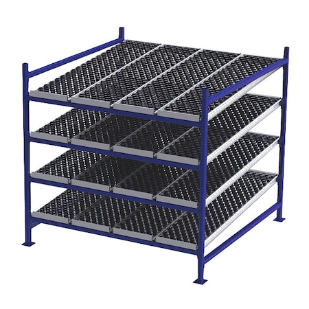 Unex Flow Cell Starter Gravity Flow Rack, 72 in D, 72 in W, 4 Shelves, Blue FC99SW72724-S