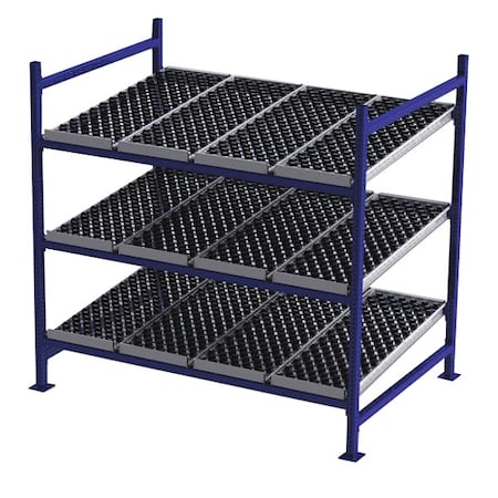 Unex Flow Cell Starter Gravity Flow Rack, 48 in D, 72 in W, 3 Shelves, Blue FC99SW72483-S