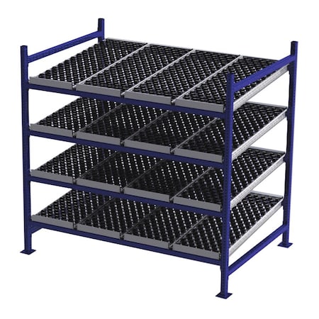Unex Flow Cell Starter Gravity Flow Rack, 48 in D, 72 in W, 4 Shelves, Blue FC99SW72484-S