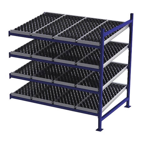Unex Flow Cell Add-On Gravity Flow Rack, 48 in D, 72 in W, 4 Shelves, Blue FC99SW72484-A
