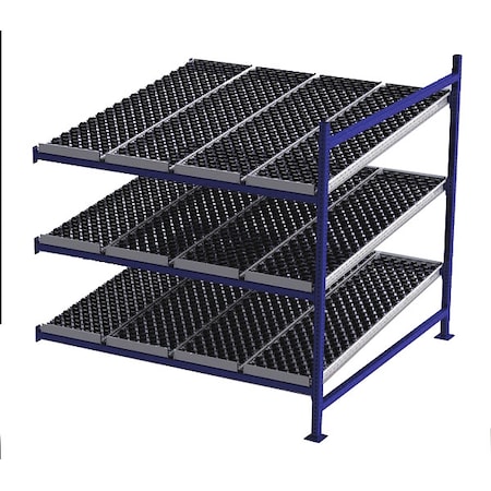 Unex Flow Cell Add-On Gravity Flow Rack, 72 in D, 72 in W, 3 Shelves, Blue FC99SW72723-A