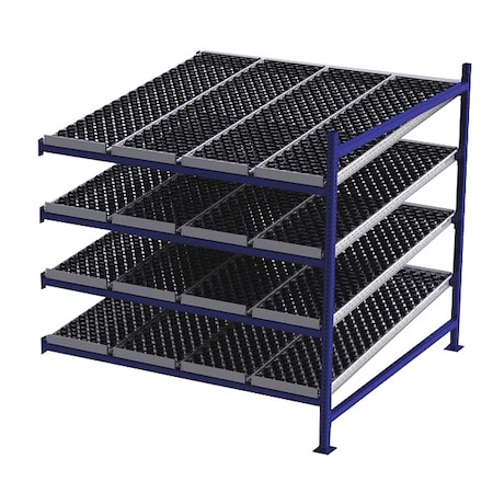 Unex Flow Cell Add-On Gravity Flow Rack, 72 in D, 72 in W, 4 Shelves, Blue FC99SW72724-A