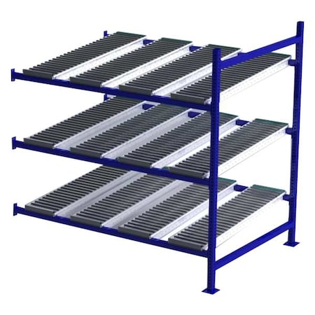 Unex Flow Cell Add-On Gravity Flow Rack, 48 in D, 72 in W, 3 Shelves, Blue FC99SR72483-A