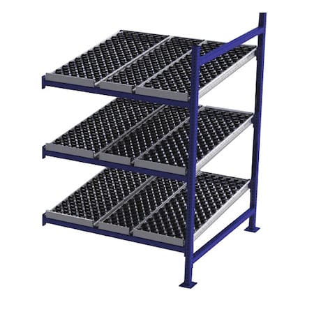 Unex Flow Cell Add-On Gravity Flow Rack, 48 in D, 48 in W, 3 Shelves, Blue FC99SW48483-A