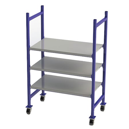 Unex Flow Cell Mobile Bulk Storage Rack, 28 in D, 52 in W, 3 Shelves, Blue FCMFS52283