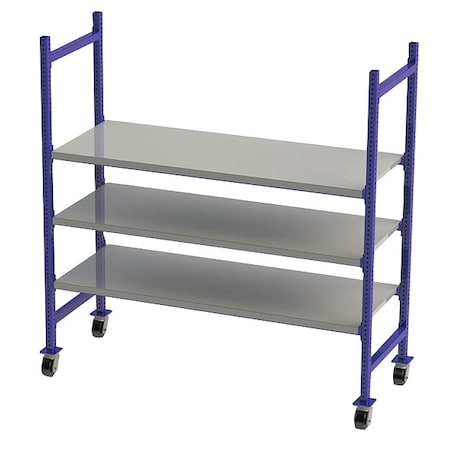 Unex Flow Cell Mobile Gravity Flow Rack, 28 in D, 76 in W, 3 Shelves, 3 Shelves FCMFS76283