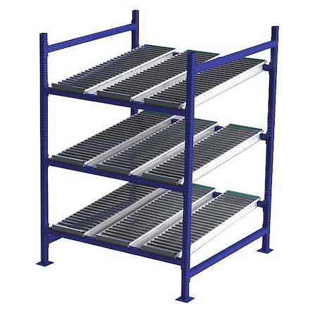 Unex Flow Cell Starter Gravity Flow Rack, 48 in D, 48 in W, 3 Shelves, Blue FC99SR48483-S