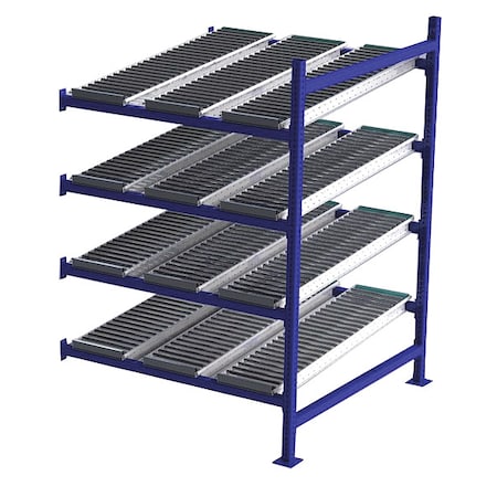 Unex Flow Cell Add-On Gravity Flow Rack, 48 in D, 48 in W, 4 Shelves, Blue FC99SR48484-A