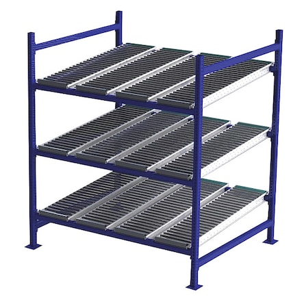 Unex Flow Cell Starter Gravity Flow Rack, 48 in D, 60 in W, 3 Shelves, Blue FC99SR60483-S