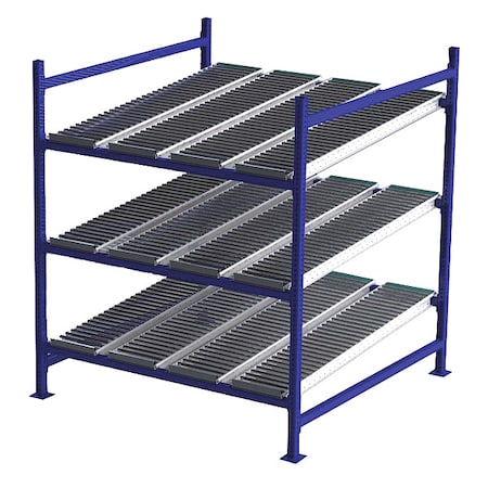 Unex Flow Cell Starter Gravity Flow Rack, 60 in D, 60 in W, 3 Shelves, Blue FC99SR60603-S
