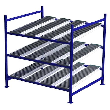 Unex Flow Cell Starter Gravity Flow Rack, 60 in D, 72 in W, 3 Shelves, Blue FC99SR72603-S