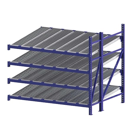 Unex Roller Rack Add-On Gravity Flow Rack, 72 in D, 96 in W, 4 Shelves, Blue RR99S2R8X6-A
