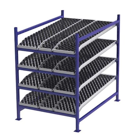 Unex Flow Cell Starter Gravity Flow Rack, 72 in D, 48 in W, 4 Shelves, Blue FC99SKW48724-S