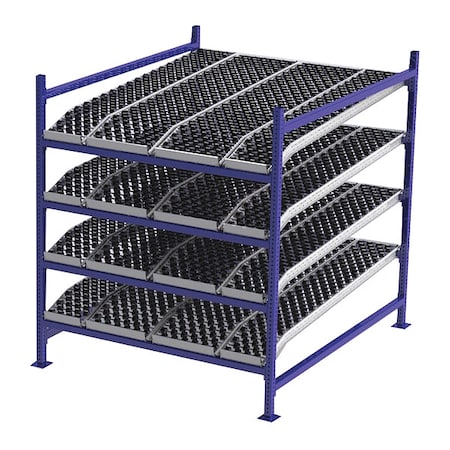 Unex Flow Cell Starter Gravity Flow Rack, 72 in D, 60 in W, 4 Shelves, Blue FC99SKW60724-S