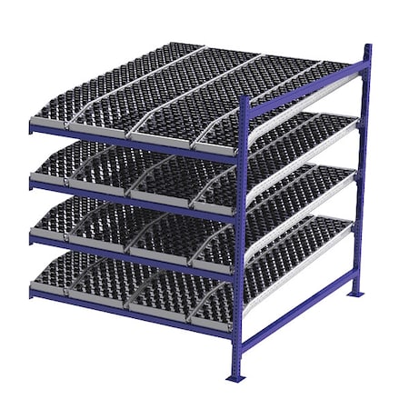 Unex Flow Cell Add-On Gravity Flow Rack, 72 in D, 60 in W, 4 Shelves, Blue FC99SKW60724-A