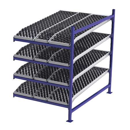 Unex Flow Cell Add-On Gravity Flow Rack, 72 in D, 48 in W, 4 Shelves, Blue FC99SKW48724-A