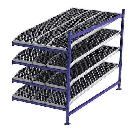 Unex Flow Cell Add-On Gravity Flow Rack, 96 in D, 48 in W, 4 Shelves, Blue FC99SKW48964-A