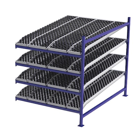 Unex Flow Cell Add-On Gravity Flow Rack, 84 in D, 60 in W, 4 Shelves, Blue FC99SKW60844-A