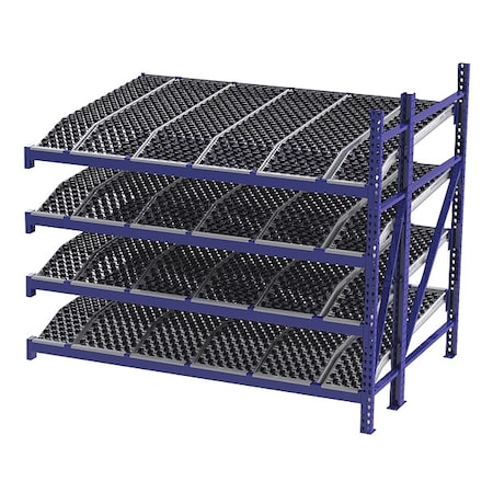 Unex Roller Rack Add-On Gravity Flow Rack, 72 in D, 96 in W, 4 Shelves, Blue RR99K2W8X6-A