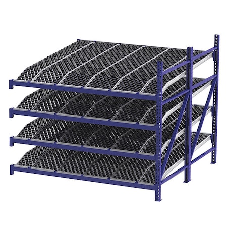 Unex Roller Rack Add-On Gravity Flow Rack, 96 in D, 96 in W, 4 Shelves, Blue RR99K2W8X8-A