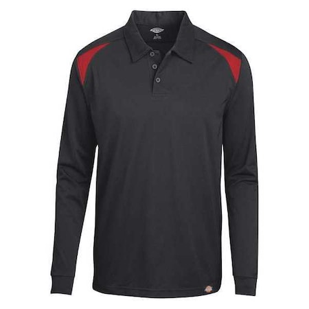 Dickies Men's Long Sleeve Shirt, Polyester, Pullover, Black/Red, M LL66ER RG M