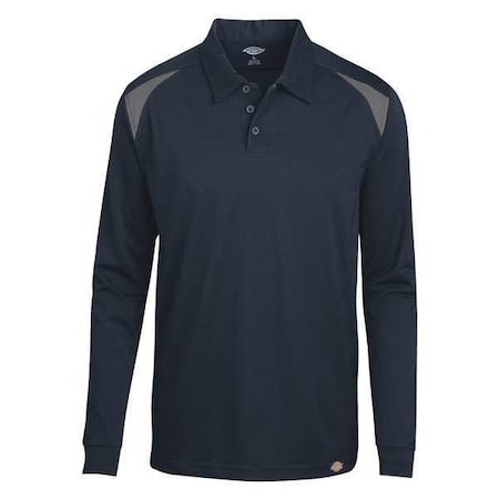 Dickies Men's Long Sleeve Shirt, Polyester, Pullover, Gray/Navy, L LL66NS RG L