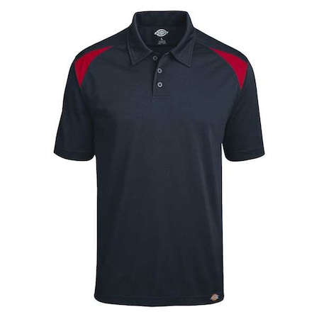 Dickies Men's Short Sleeve Polo, Polyester, Pullover, Black/Red, XL LS66ER RG XL
