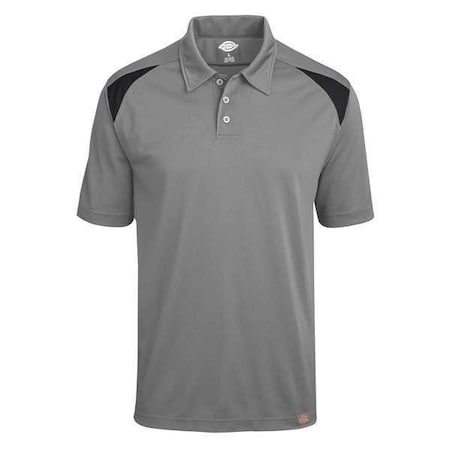 Dickies Men's Short Sleeve Polo, Polyester, Pullover, Black/Gray, L LS66SB RG L