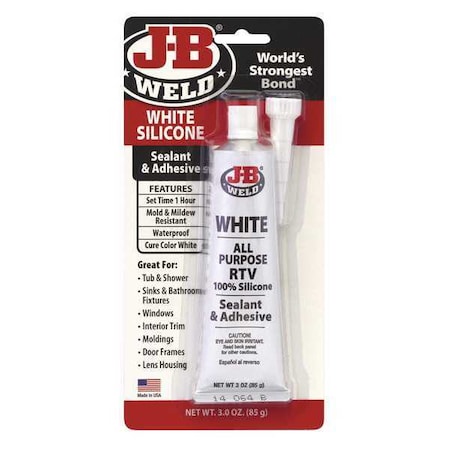 J-B Weld Silicone Adhesive Sealant, 3 oz, Tube, White, Silicone Base 31312